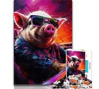 Puzzles for Adults Teens 1000 Pieces Animal Art Pig Teenager Jigsaw,Challenging Game for Is Ideal As A Gift for The Whole Family 38x26cm