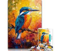 Puzzles for Adults Teens 1000 Pieces Animal Kingfisher Oil Painting Teenager Jigsaw,Challenging Game for Is Ideal As A Gift for The Whole Family 38x26cm