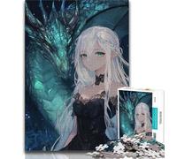Puzzles for Adults Teens 1000 Pieces Anime Flying Dragon And Girl,Help The Brain Exercise Addictive Toys to Cultivate Patience Perfect Decoration 38x26cm