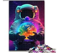 Puzzles for Adults Teens 1000 Pieces Astronaut Holding The Earth,Challenging Game And Family Play with Matching Poster And Trivia Sheet 50x75cm