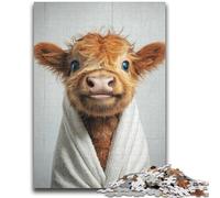 Puzzles for Adults Teens 1000 Pieces Baby Highland Cow for And from 14 Years And over Hands-on Game Christmas Game Gifts 26x38cm