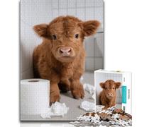 Puzzles for Adults Teens 1000 Pieces Baby Highland Cow,Toys Educational Games Stress Relieving Artists Collection,Fine Art 38X26CM