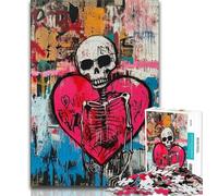 Puzzles for Adults Teens 1000 Pieces Basquiat-style Heart,Challenging To Complete But Fun And Humorous Birthday Present,Gifts,Wall Art 38x26cm
