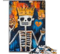 Puzzles for Adults Teens 1000 Pieces Basquiat-style King, Elephant Toy Intellectual Game Birthday Present, Gifts, Wall Art for Ages 14+ (Size 50x75cm)