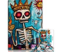 Puzzles for Adults Teens 1000 Pieces Basquiat-style Skull Crown,Help The Brain Exercise Addictive Toys to Cultivate Patience Artists Collection,Fine Art (75x50cm)