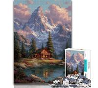 Puzzles for Adults Teens 1000 Pieces Beautiful Log Cabin,for Educational Game Challenge Toy Birthday Present,Gifts,Wall Art (75x50cm)