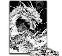 Puzzles for Adults Teens 1000 Pieces Black And White Dragon Relax Games Educational Game for Birthday, Chrismas for And Age 14 Years Up 26x38cm