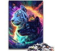 Puzzles for Adults Teens 1000 Pieces Black And White Tiger Family Fun for Is Ideal As A Gift for The Whole Family for And Age 14 Years Up 50x75cm