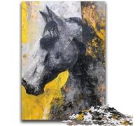 Puzzles for Adults Teens 1000 Pieces Black Golden Horse Adult Jigsaw,Challenging Difficult Deal As Gifts for The Whole Family (38x26cm)