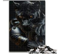 Puzzles for Adults Teens 1000 Pieces Black Leopard Boxer, Elephant Toy Intellectual Game Birthday Present, Gifts, Wall Art for Ages 14+ (Size 50x75cm)