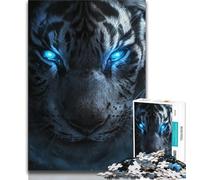 Puzzles for Adults Teens 1000 Pieces Blue Eyed Tiger,Help The Brain Exercise Addictive Toys to Cultivate Patience Perfect Decoration 38x26cm