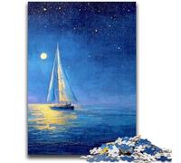 Puzzles for Adults Teens 1000 Pieces Boat Sailing Under The Starry Sky Stress Reliever Difficult Challenge Deal As Gifts for The Whole Family 50x75cm