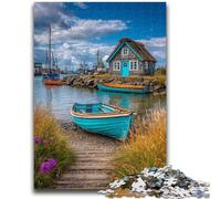 Puzzles for Adults Teens 1000 Pieces Boats on Resort Island Staycation Kill Time with Fully Interlocking Randomly Shaped Pieces 26X38CM