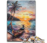 Puzzles for Adults Teens 1000 Pieces Boats on The Coast Oil Painting for Age 14 Years And over Beautiful Design GameBeautiful Design Game Great Gift 50x75cm