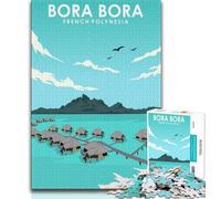 Puzzles for Adults Teens 1000 Pieces Bora Bora Travel Poster,Toys Educational Games Stress Relieving Artists Collection,Fine Art (75x50cm)