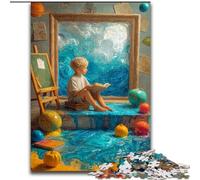 Puzzles for Adults Teens 1000 Pieces Boy Going to School, for Educational Game Challenge Toy Enhance Memory for Age 14 (Size 26x38cm)