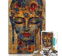 Puzzles for Adults Teens 1000 Pieces Buddha Oil Painting, Educational Family Game,with Fully Interlocking Randomly Shaped Pieces for And 14 Years Old 38x26cm