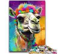 Puzzles for Adults Teens 1000 Pieces Camel Wearing Flowers Teenager Jigsaw,Challenging Game for Is Ideal As A Gift for The Whole Family (26x38cm)