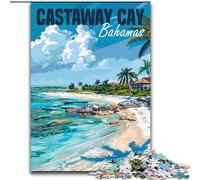 Puzzles for Adults Teens 1000 Pieces Castaway Cay Bahamas, for And from 14 Years And over Educational Learning Toys Family Games Birthday Present 50x75cm