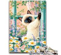 Puzzles for Adults Teens 1000 Pieces Cat by The Window Stress Reliever Difficult Challenge Is Ideal As Gifts for The Whole Family 50x75cm