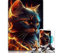 Puzzles for Adults Teens 1000 Pieces Cat Fire Animal Face Adult Puzzles,Stress Reliever Difficult Challenge Unique Home Decor And Gifts (size 38x26cm)