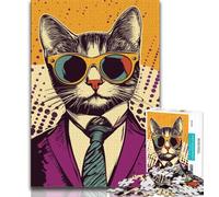 Puzzles for Adults Teens 1000 Pieces Cat in Suit Teenager Jigsaw,is Ideal As Gifts for The Whole Family Suitable for And 14 (size 75x50cm)
