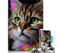 Puzzles for Adults Teens 1000 Pieces Cat Pop Art Animal Face Teenager Jigsaw,is Ideal As Gifts for The Whole Family Suitable for And 14 (size 38x26cm)