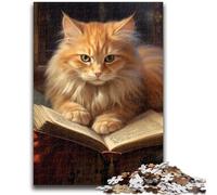 Puzzles for Adults Teens 1000 Pieces Cat Reading Book Teenager Jigsaw,Challenging Game for Is Ideal As A Gift for The Whole Family (26x38cm)
