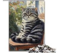 Puzzles for Adults Teens 1000 Pieces Cat Sitting on Chair,Toys Educational Games Stress Relieving Unique Home Decor And Gifts 50x75cm