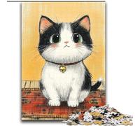 Puzzles for Adults Teens 1000 Pieces Cat Sitting on The Mat,Challenging Game And Family Play Educational Game for Birthday,Chrismas 38x52cm