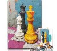 Puzzles for Adults Teens 1000 Pieces Chess Oil Painting,for Educational Game Challenge Toy Birthday Present,Gifts,Wall Art (38x26cm)