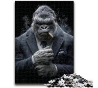Puzzles for Adults Teens 1000 Pieces Chimpanzee in Suit Adult Jigsaw,Challenging Difficult Deal As Gifts for The Whole Family (38x26cm)