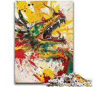 Puzzles for Adults Teens 1000 Pieces Chinese Dragon Oil Painting Stress Reliever Difficult Challenge Is Ideal As Gifts for The Whole Family 26x38cm