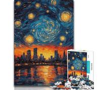 Puzzles for Adults Teens 1000 Pieces City Under The Night Sky 1000 Piece Puzzle,Challenging Game Gifts for Is Ideal As A Gift for The Whole Family 38x26cm
