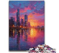 Puzzles for Adults Teens 1000 Pieces Cityscape Under The Setting Sun Teenager Puzzles,Educational Games Home Decoration Suitable for Desktop Decoration (50x75cm)