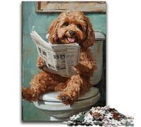 Puzzles for Adults Teens 1000 Pieces Cockapoo on The Toilet Adult Jigsaw,Challenging Difficult Deal As Gifts for The Whole Family (38x26cm)