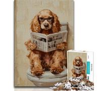Puzzles for Adults Teens 1000 Pieces Cocker Spaniel Sitting Toilet,Educational Stress Relief Toy for Is Ideal As A Gift for The Whole Family (75x50cm)