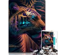 Puzzles for Adults Teens 1000 Pieces Colorful Abstract Tiger Teenager Jigsaw,Challenging Game for Is Ideal As A Gift for The Whole Family 38x26cm