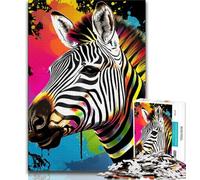 Puzzles for Adults Teens 1000 Pieces Colorful Zebras,Family Game Stress Reliever Difficult Challenge Enhance Love between Couples (38x26cm)