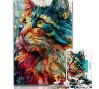 Puzzles for Adults Teens 1000 Pieces Coloring Cat Teenager Jigsaw,Brain Intelligence Challenge Addictive Toys for Home Decoration (size 75x50cm)
