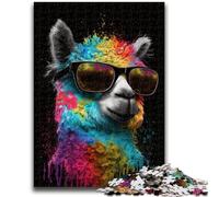 Puzzles for Adults Teens 1000 Pieces Colourful Alpaca with Glasses for And from 14 Years And over Hands-on Game Christmas Game Gifts 50x75cm