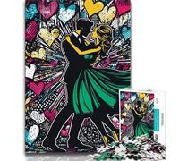 Puzzles for Adults Teens 1000 Pieces Couple Graffiti,Decompressing Intellectual Educational Toy Is Ideal As Gifts for The Whole Family 38x26cm