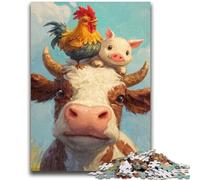 Puzzles for Adults Teens 1000 Pieces Cows And Hens 1000 Piece Puzzle,Educational Stress Relief Toy Gifts for Friends And Family (50x75cm)