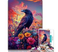 Puzzles for Adults Teens 1000 Pieces Crows And Flowers Teenager Jigsaw,Brain Intelligence Challenge Addictive Toys for Home Decoration (size 75x50cm)