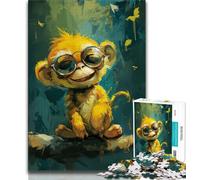 Puzzles for Adults Teens 1000 Pieces Cute Little Yellow Monkey Teenager Puzzles,Educational Games Home Decoration Suitable for Desktop Decoration 75x50cm