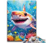 Puzzles for Adults Teens 1000 Pieces Cute Shark Teenager Jigsaw,Challenging Game for Is Ideal As A Gift for The Whole Family (50x75cm)