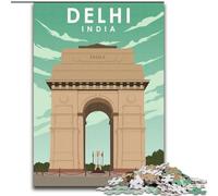 Puzzles for Adults Teens 1000 Pieces Delhi India Travel Poster, for And from 14 Years And over Educational Learning Toys Family Games Birthday Present 26x38cm
