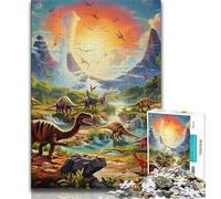 Puzzles for Adults Teens 1000 Pieces Dinosaur World,Family Game Stress Reliever Difficult Challenge Enhance Love between Couples (75x50cm)