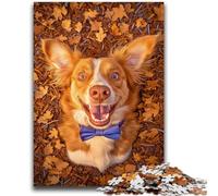 Puzzles for Adults Teens 1000 Pieces Dog in The Fallen Leaves Family Entertainment Toys Educational Game for Birthday, Chrismas for Ages 14+ 50x75cm