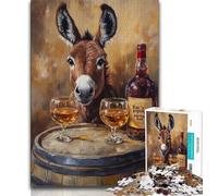 Puzzles for Adults Teens 1000 Pieces Donkey on A Wine Barrel,for Educational Game Challenge Toy Birthday Present,Gifts,Wall Art (75x50cm)